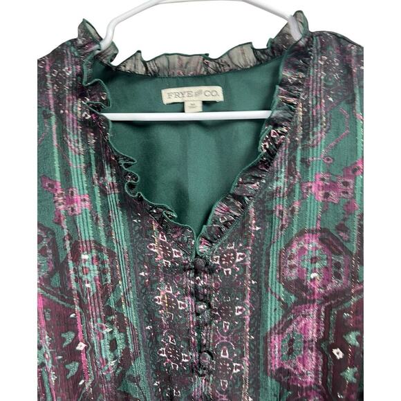 Frye & Co LS Floral Fit & Flare Button Front Dress Medium - Picture 4 of 16